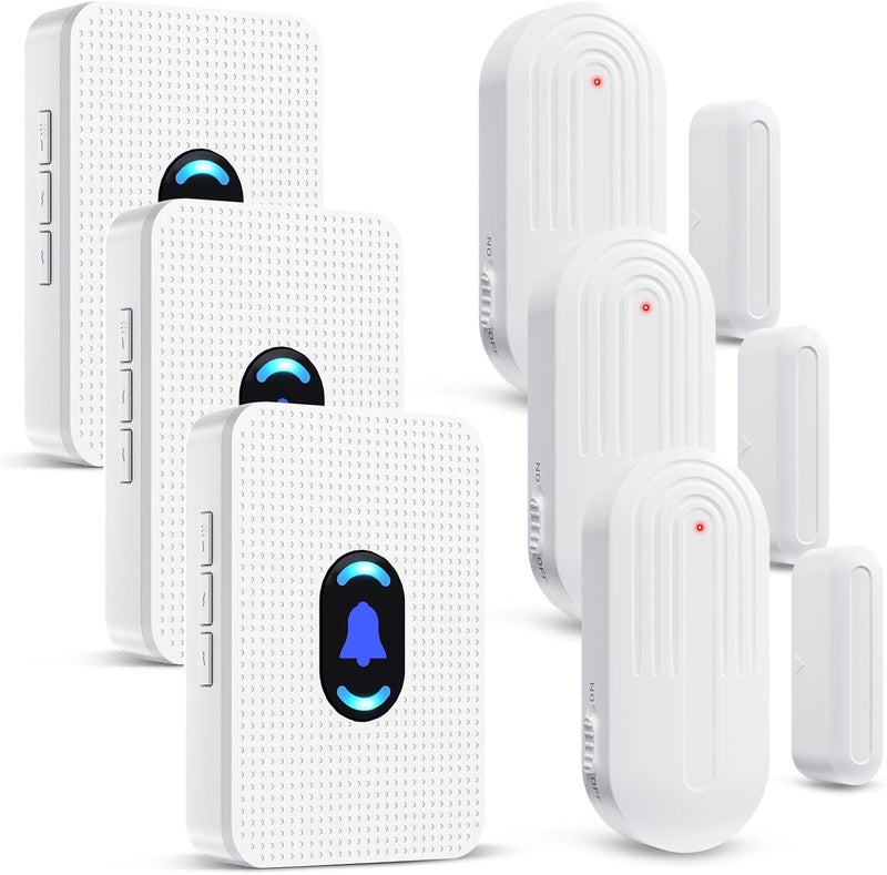 Daytech Wireless Door Chime, Door Sensor Alarm with 5 Volume for Bussiness Store Office Home When Entering, Door Ring Bell Alert 3 Transmittlers + 3 Receivers - Image 1